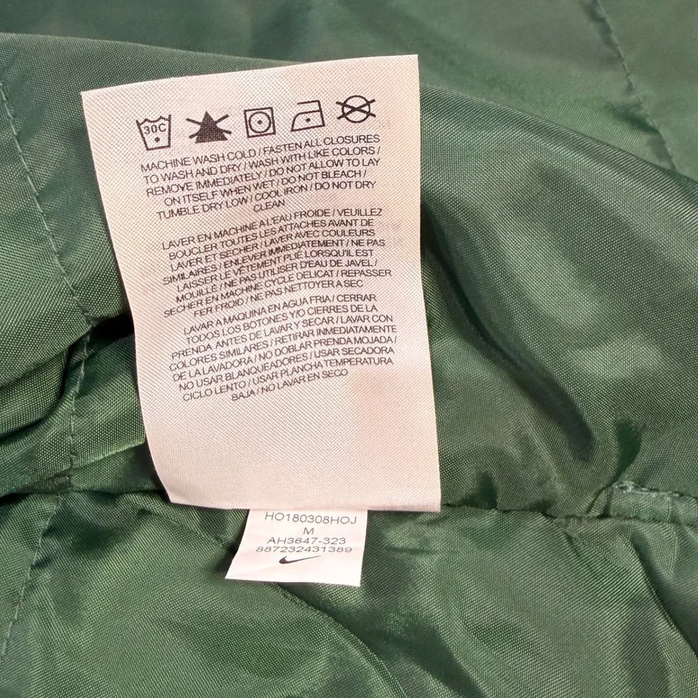 Nike Baylor Bears Puffer Vest Mens Medium Green Full Zip NCAA AH3647-323